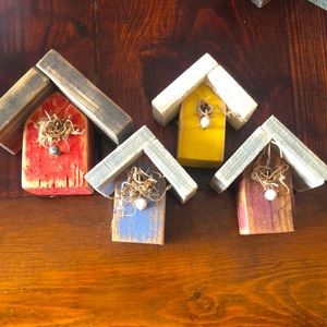 Bundle!! Mini Wooden Handcrafted Birdhouses Home Decor